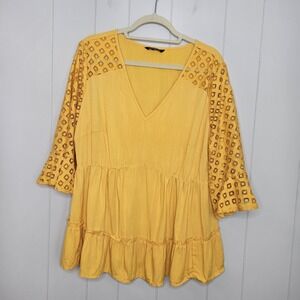 Bloomchic Women's Top Size 12 Yellow Bell Sleeves